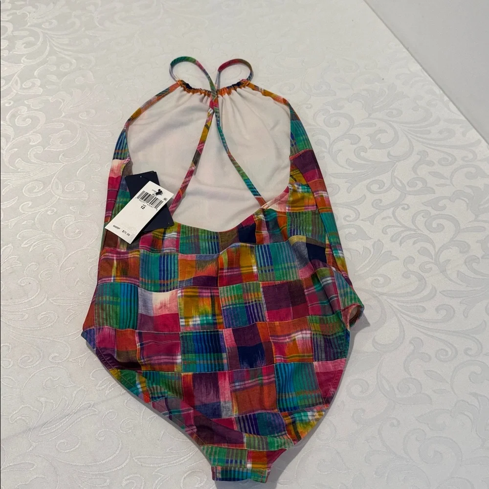 Ralph Lauren Patchwork One Piece Bathing Suit. Size 12
